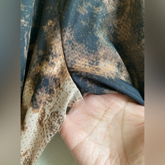 LuLaRoe Brown and Black Patterned Michelle Wrap Dress - Picture 4 of 8